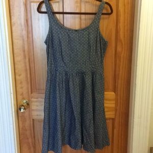 Polka dot denim dress with pockets